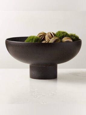 CB2 Black Pedestal Bowl Vase Centerpiece Table Coffee Dining Crate & Barrel